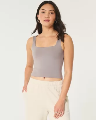 Soft Stretch Seamless Fabric Square-Neck Tank,Soft Stretch Seamless Fabric Square-Neck Tank