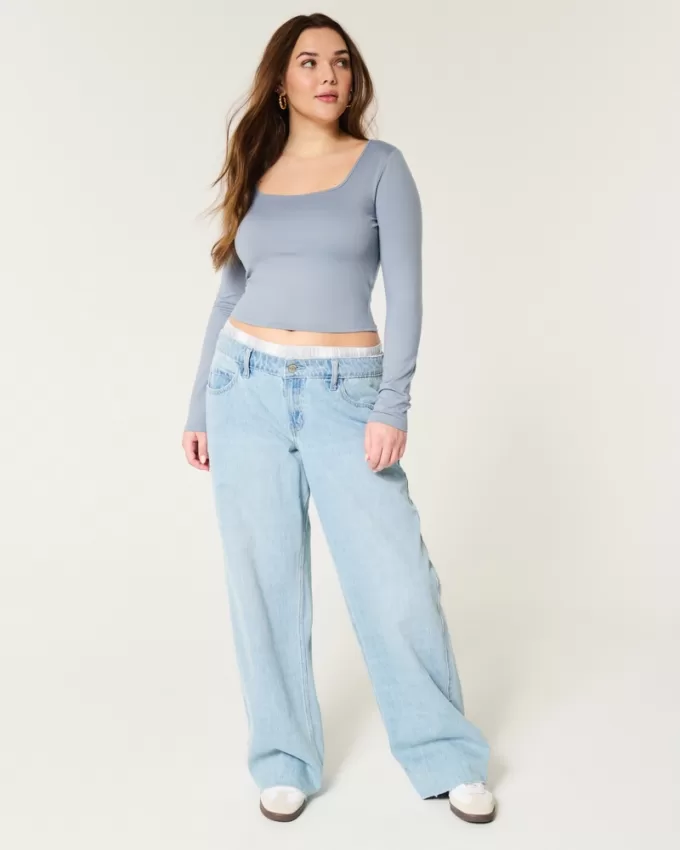 Soft Stretch Seamless Fabric Square-Neck Top,Soft Stretch Seamless Fabric Square-Neck Top