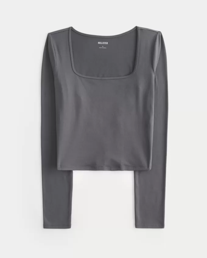 Soft Stretch Seamless Fabric Square-Neck Top,Soft Stretch Seamless Fabric Square-Neck Top