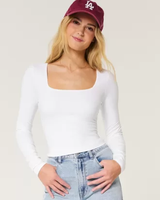 Soft Stretch Seamless Fabric Square-Neck Top,Soft Stretch Seamless Fabric Square-Neck Top