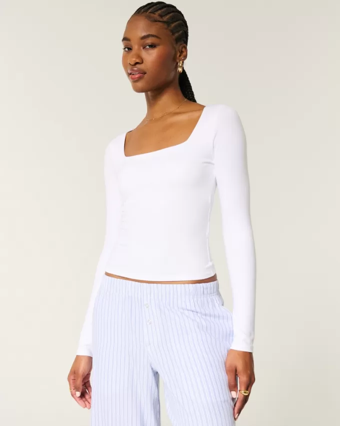 Soft Stretch Seamless Fabric Square-Neck Top,Soft Stretch Seamless Fabric Square-Neck Top