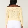 Stitchy Crochet-Style Off-the-Shoulder Sweater,Stitchy Crochet-Style Off-the-Shoulder Sweater