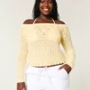 Stitchy Crochet-Style Off-the-Shoulder Sweater,Stitchy Crochet-Style Off-the-Shoulder Sweater