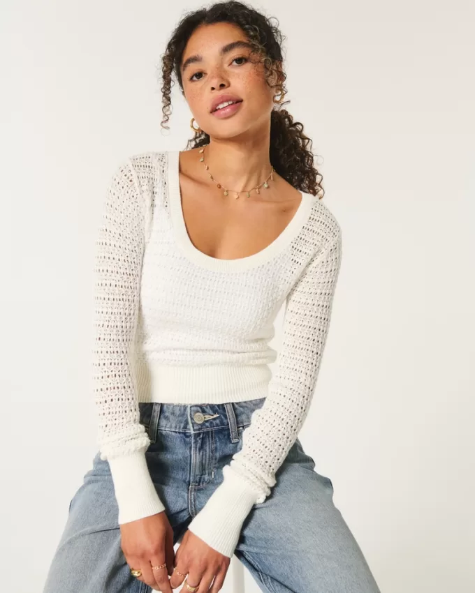 Stitchy Scoop Sweater,Stitchy Scoop Sweater