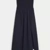 Strapless Linen-Blend Midi Dress,Strapless Linen-Blend Midi Dress