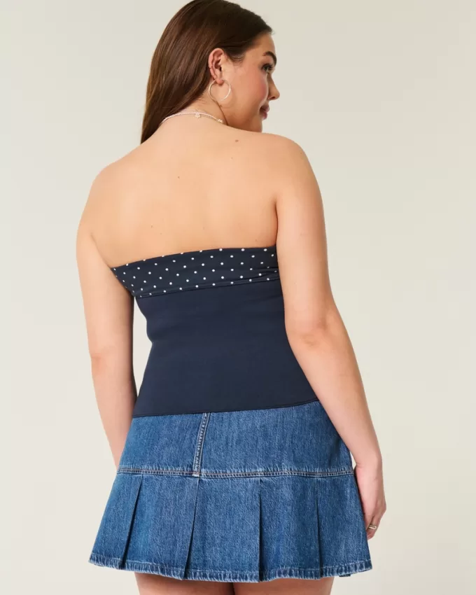 Strapless Reversible Foldover Tube Top,Strapless Reversible Foldover Tube Top