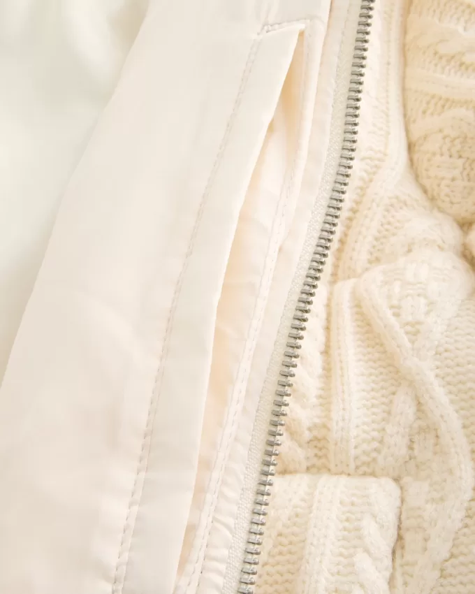 Sweater-Knit Mini Puffer Jacket,Sweater-Knit Mini Puffer Jacket