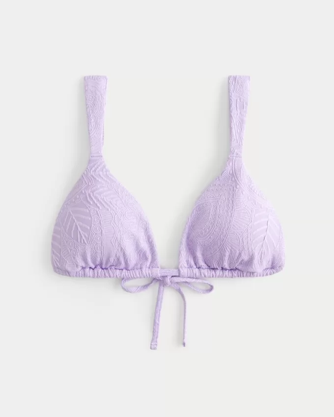 Tapered Jacquard Triangle Bikini Top,Tapered Jacquard Triangle Bikini Top