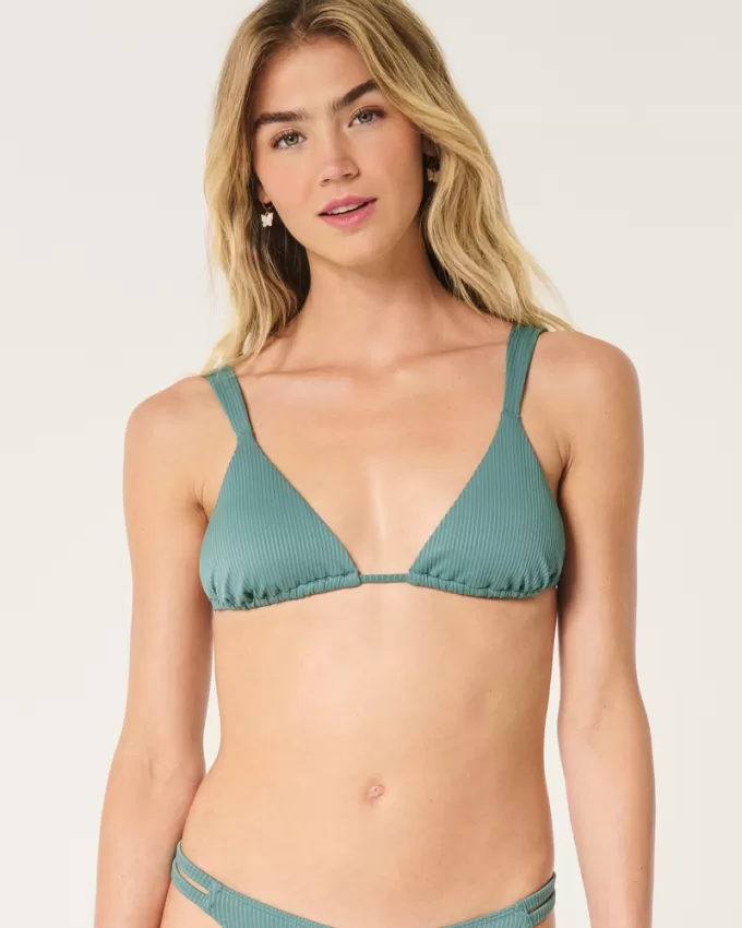 Tapered Ribbed Triangle Bikini Top,Tapered Ribbed Triangle Bikini Top