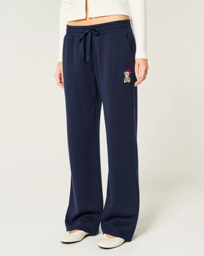 Teddy Bear Graphic Straight Sweatpants,Teddy Bear Graphic Straight Sweatpants