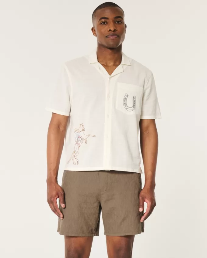 Textured Cotton Pull-On Shorts,Textured Cotton Pull-On Shorts Textured Cotton Pull-On Shorts,Textured Cotton Pull-On Shorts