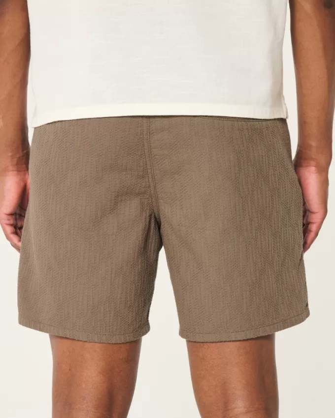 Textured Cotton Pull-On Shorts,Textured Cotton Pull-On Shorts Textured Cotton Pull-On Shorts,Textured Cotton Pull-On Shorts