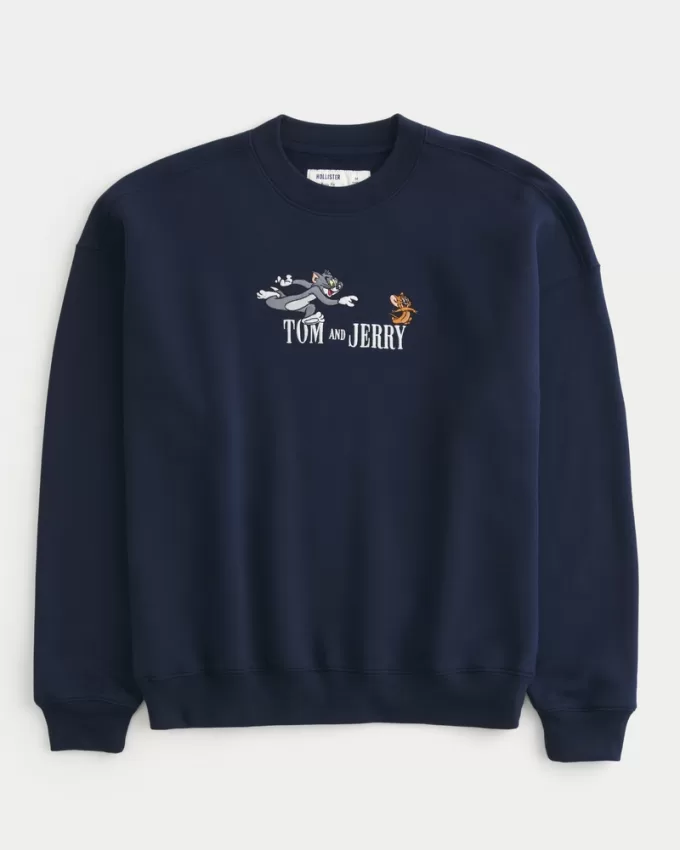Tom and Jerry Graphic Crew Sweatshirt,Tom and Jerry Graphic Crew Sweatshirt