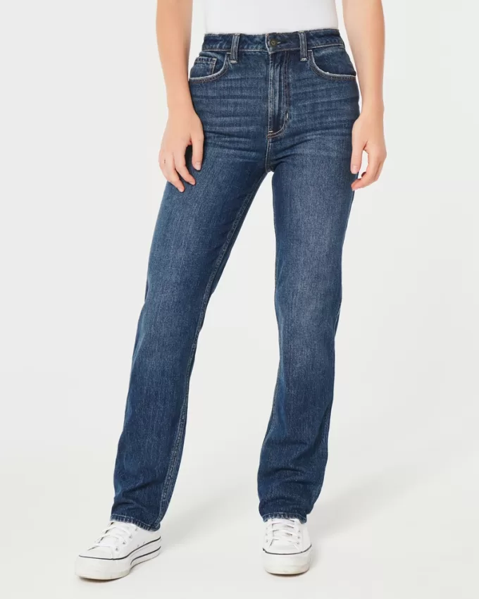 Ultra High-Rise Dark Wash 90s Straight Jeans,Ultra High-Rise Dark Wash 90s Straight Jeans