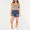 Ultra High-Rise Dark Wash Denim Mom Shorts,Ultra High-Rise Dark Wash Denim Mom Shorts
