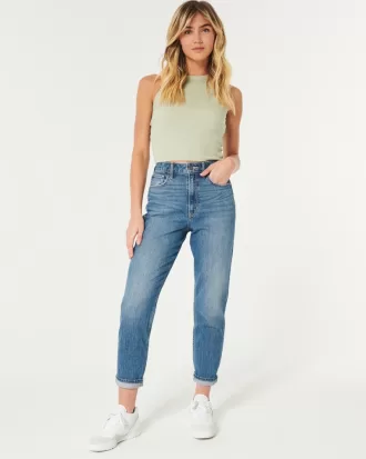 Ultra High-Rise Dark Wash Mom Jeans,Ultra High-Rise Dark Wash Mom Jeans