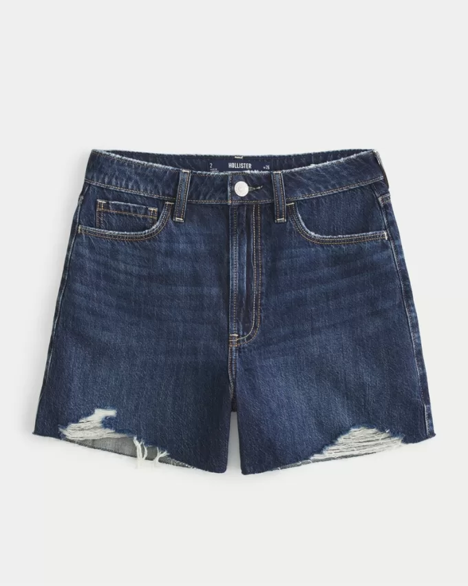 Ultra High-Rise Medium Wash Denim Shorts,Ultra High-Rise Medium Wash Denim Shorts