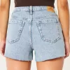 Ultra High-Rise Ripped Light Wash Denim Mom Shorts,Ultra High-Rise Ripped Light Wash Denim Mom Shorts