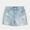 Ultra High-Rise Ripped Light Wash Denim Shorts 5″,Ultra High-Rise Ripped Light Wash Denim Shorts 5″