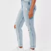 Ultra High-Rise Ripped Light Wash Mom Jeans,Ultra High-Rise Ripped Light Wash Mom Jeans