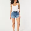Ultra High-Rise Ripped Medium Wash Denim Mom Shorts,Ultra High-Rise Ripped Medium Wash Denim Mom Shorts
