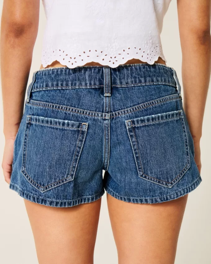 Ultra Low-Rise Dark Wash Mini Denim Shorts,Ultra Low-Rise Dark Wash Mini Denim Shorts