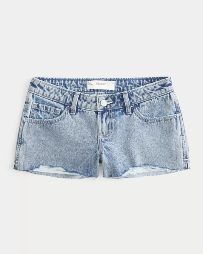 Ultra Low-Rise Light Wash Mini Denim Shorts,Ultra Low-Rise Light Wash Mini Denim Shorts