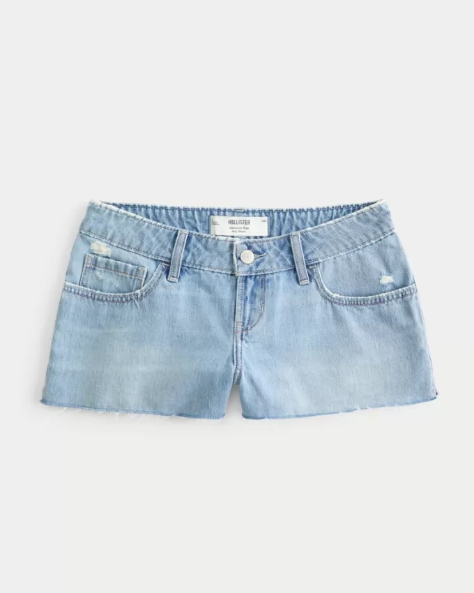 Ultra Low-Rise Ripped Medium Wash Mini Denim Shorts,Ultra Low-Rise Ripped Medium Wash Mini Denim Shorts