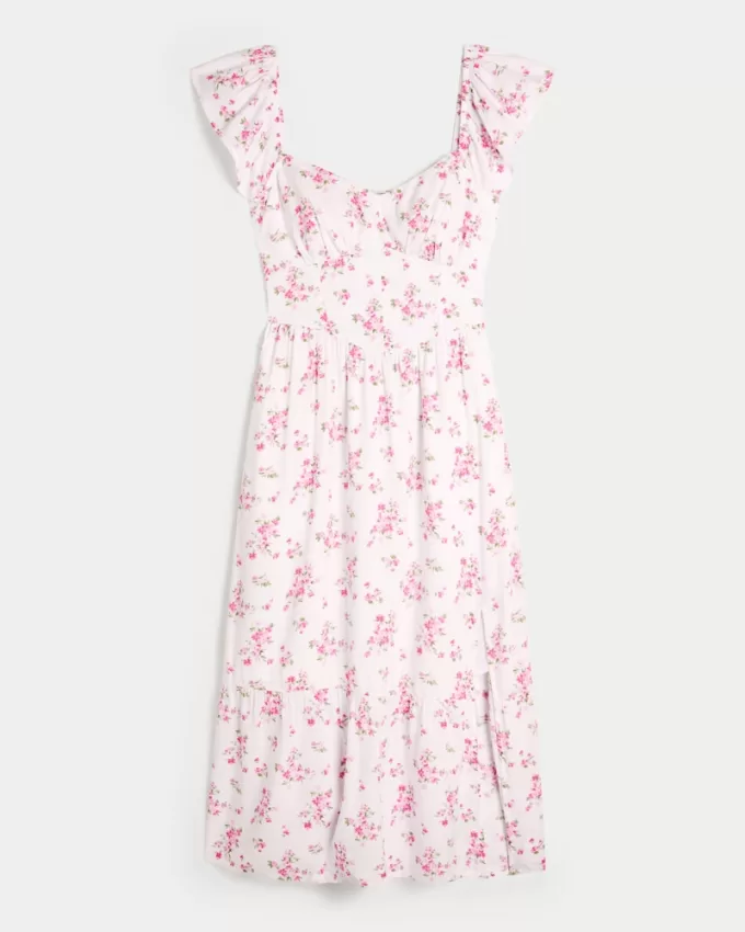 V-Waist Open Back Midi Dress,V-Waist Open Back Midi Dress