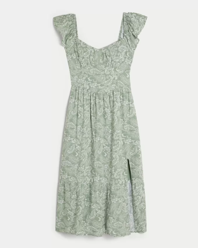 V-Waist Open Back Midi Dress,V-Waist Open Back Midi Dress