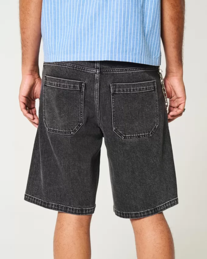 Washed Black Baggy Jean Shorts,Washed Black Baggy Jean Shorts