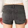 Washed Black Denim Shortie Shorts,Washed Black Denim Shortie Shorts