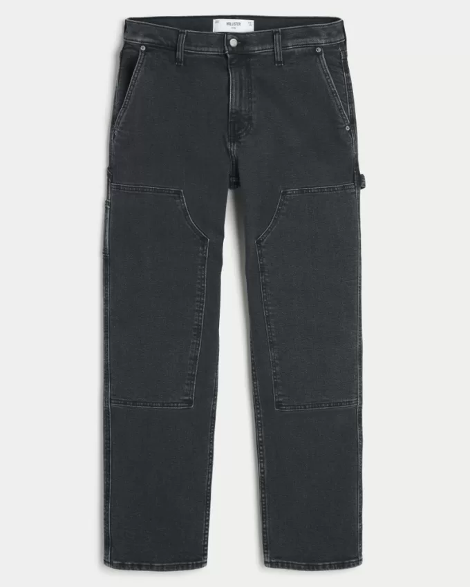 Washed Black Loose Carpenter Jeans,Washed Black Loose Carpenter Jeans