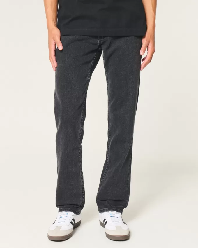 Washed Black Slim Straight Jeans,Washed Black Slim Straight Jeans