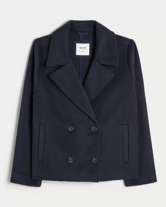 Wool Blend Peacoat,Wool Blend Peacoat